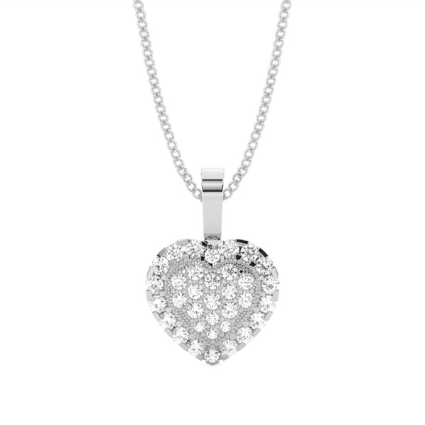 Pave Setting Round Diamond Cluster Pendant
