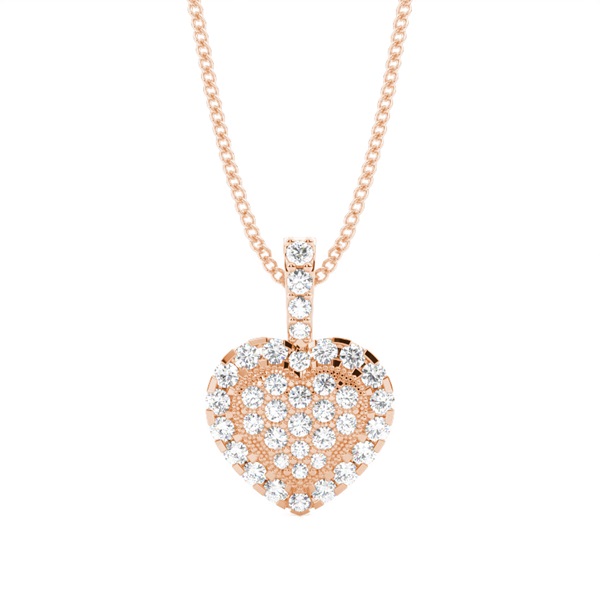 4 Prong & Pave Setting Round Diamond Cluster Pendant