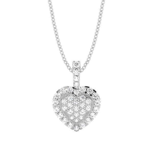 4 Prong & Pave Setting Round Diamond Cluster Pendant