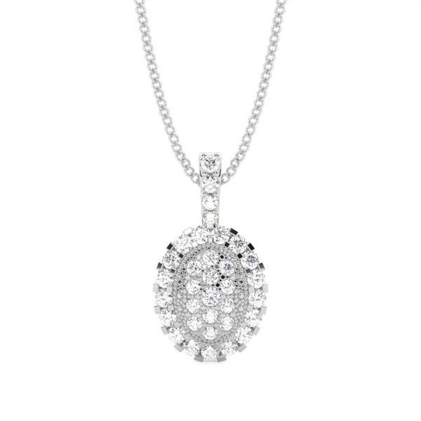 4 Prong & Pave Setting Round Diamond Cluster Pendant