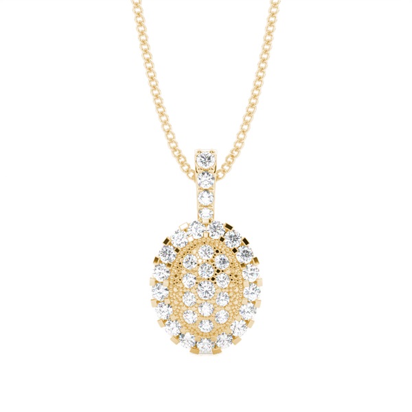 4 Prong & Pave Setting Round Diamond Cluster Pendant