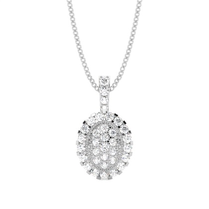 4 Prong & Pave Setting Round Diamond Cluster Pendant