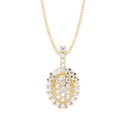 4 Prong & Pave Setting Round Diamond Cluster Pendant