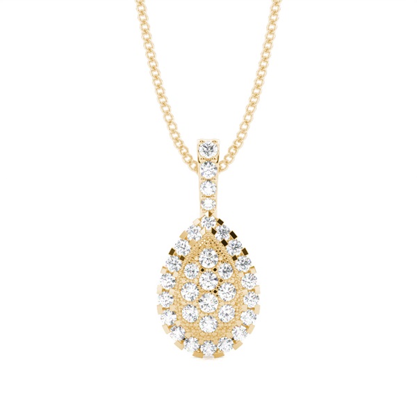 4 Prong & Pave Setting Round Diamond Cluster Pendant