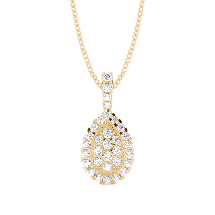 Yellow Gold Cluster Diamond Pendants