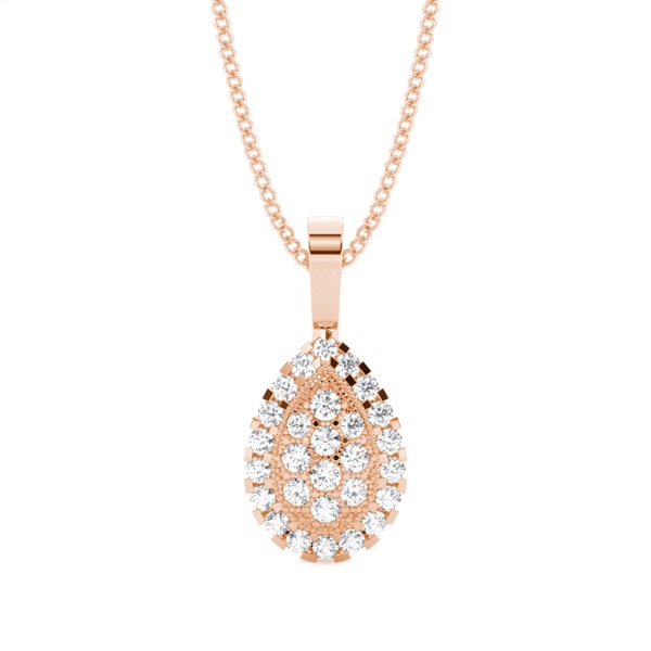 Pave Setting Round Diamond Cluster Pendant