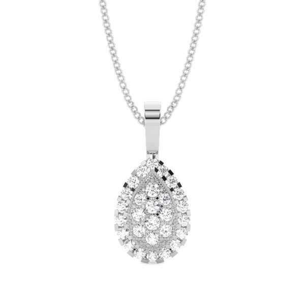 Pave Setting Round Diamond Cluster Pendant