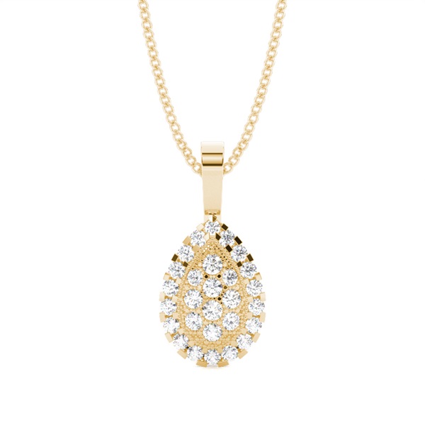 Pave Setting Round Diamond Cluster Pendant