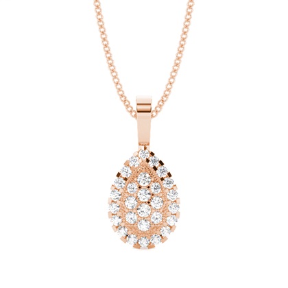 Pave Setting Round Diamond Cluster Pendant