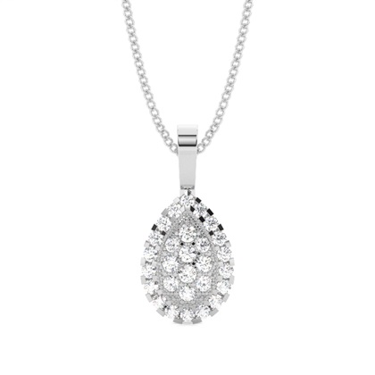 Pave Setting Round Diamond Cluster Pendant