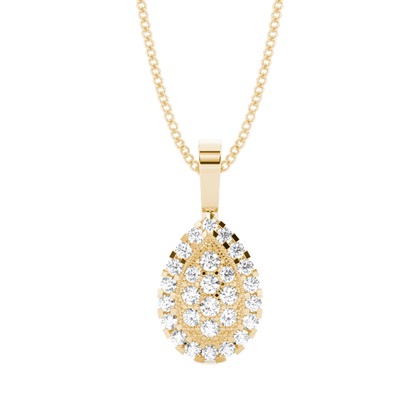Pave Setting Round Diamond Cluster Pendant