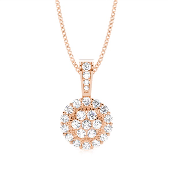 Pave Setting Round Diamond Cluster Pendant