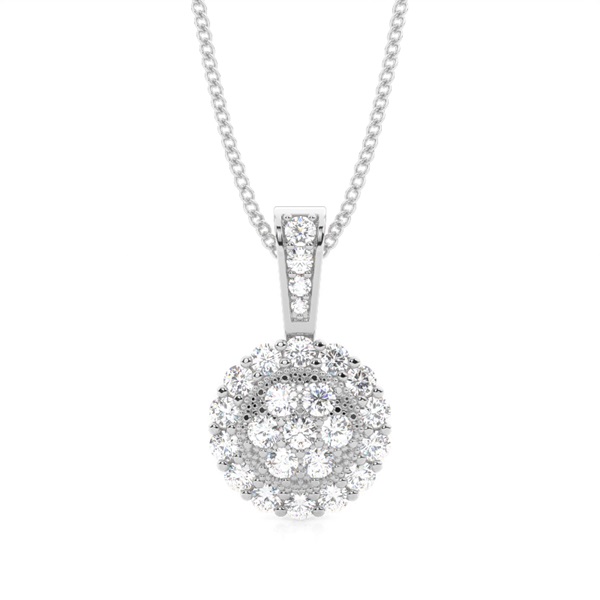 Pave Setting Round Diamond Cluster Pendant