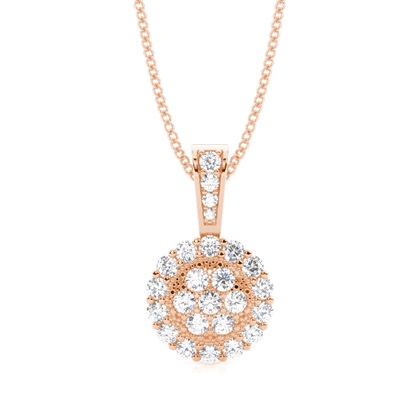 Pave Setting Round Diamond Cluster Pendant