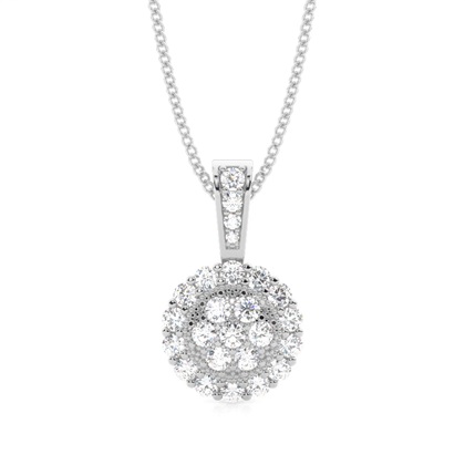 Pave Setting Round Diamond Cluster Pendant