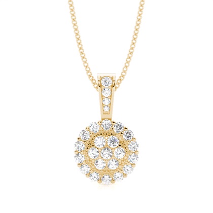 Pave Setting Round Diamond Cluster Pendant