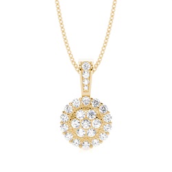Pave Setting Round Diamond Cluster Pendant