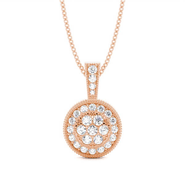 Pave Setting Round Diamond Cluster Pendant