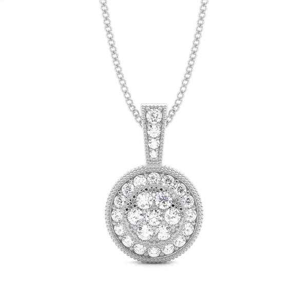Pave Setting Round Diamond Cluster Pendant