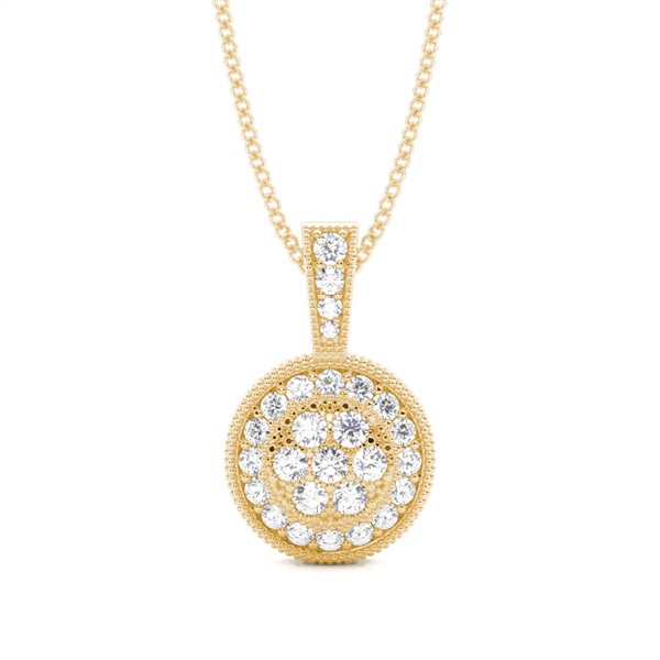 Pave Setting Round Diamond Cluster Pendant