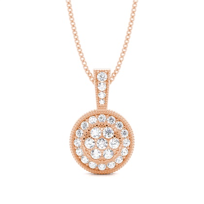 Pave Setting Round Diamond Cluster Pendant
