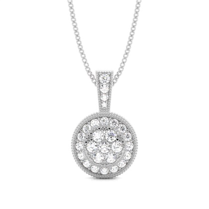 Pave Setting Round Diamond Cluster Pendant