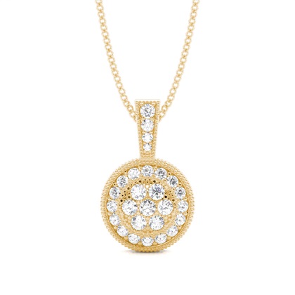 Pave Setting Round Diamond Cluster Pendant