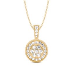 Pave Setting Round Diamond Cluster Pendant