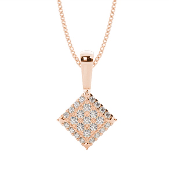 Pave Setting Round Diamond Cluster Pendant