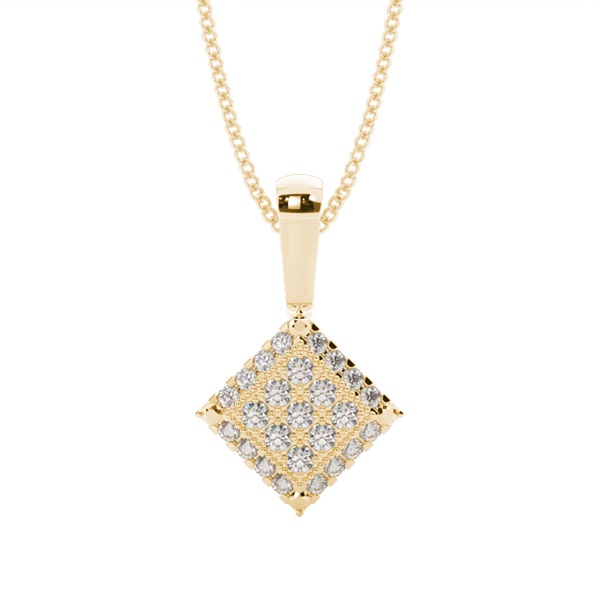 Pave Setting Round Diamond Cluster Pendant