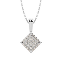 Runder Diamant Cluster Anhänger in einer Pavefassung