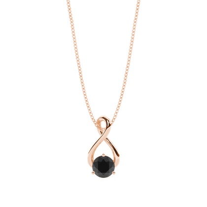3 Prong Setting Round Black Diamond Solitaire Pendant