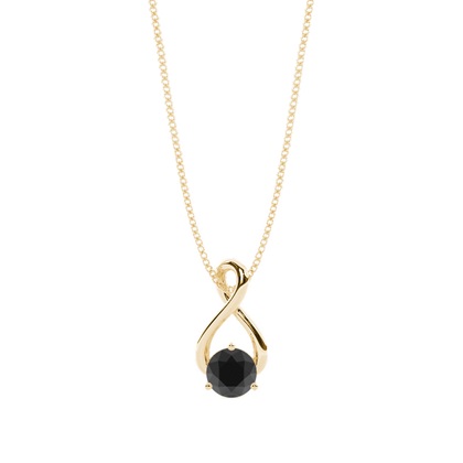 3 Prong Setting Round Black Diamond Solitaire Pendant