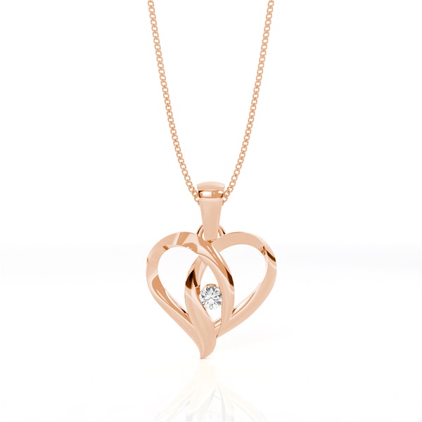 Full Bezel Setting Round Diamond Heart Pendant