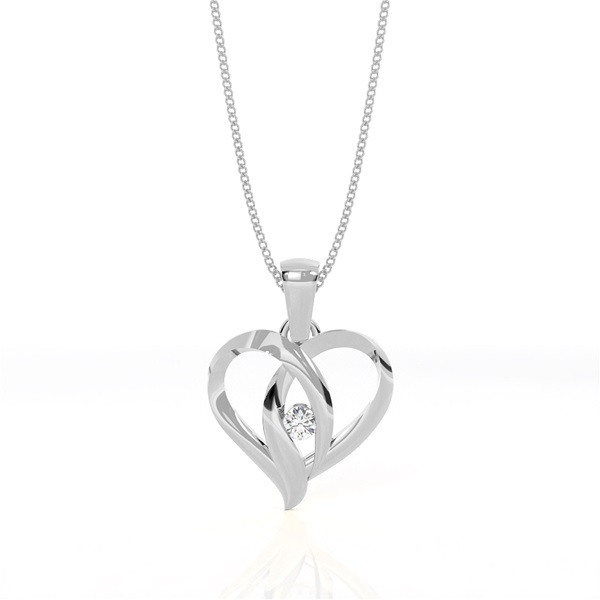 Full Bezel Setting Round Diamond Heart Pendant