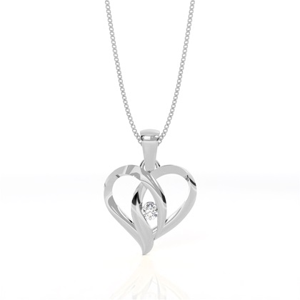 Full Bezel Setting Round Diamond Heart Pendant
