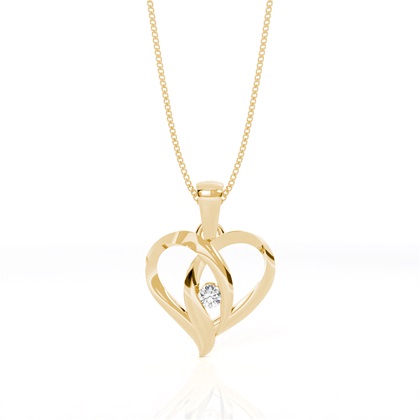 Full Bezel Setting Round Diamond Heart Pendant