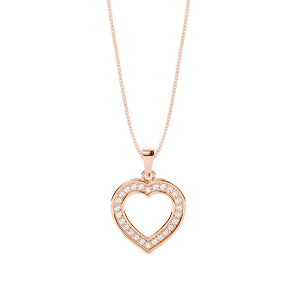 Pave Setting Round Diamond Heart Pendant