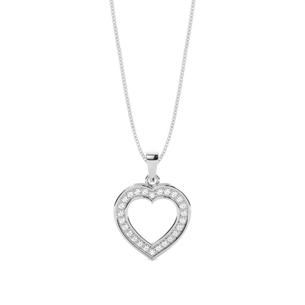 Pave Setting Round Diamond Heart Pendant