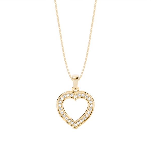 Pave Setting Round Diamond Heart Pendant