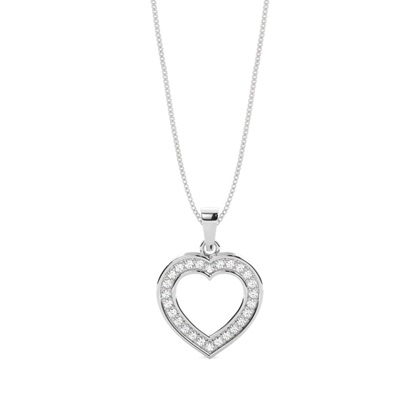 Pave Setting Round Diamond Heart Pendant