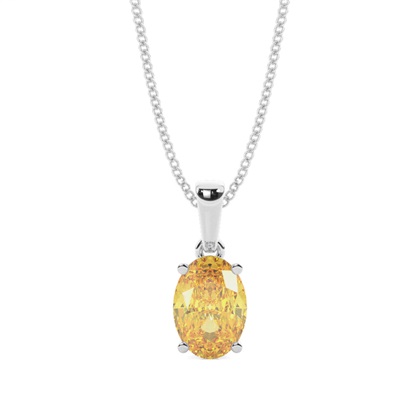 4 Prong Set Yellow Diamond Solitaire Pendant