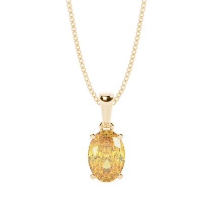 4 Prong Set Yellow Diamond Solitaire Pendant