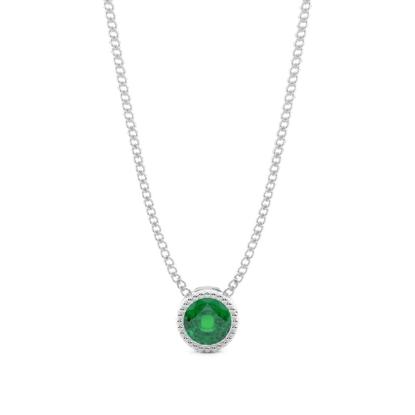 Runder Smaragd-Solitäranhänger In Einer Lünette