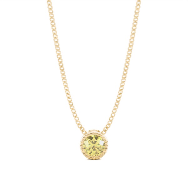Bezel Yellow Diamond Milligrain Solitaire Pendant
