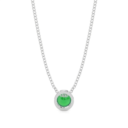 Runder Smaragd-Solitäranhänger In Einer Lünette