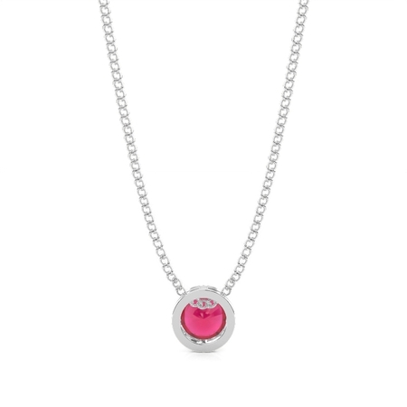 Runder Rubin Solitaire Anhänger In Einer Lünette