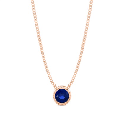 Full Bezel Setting Round Blue Sapphire Solitaire Pendant