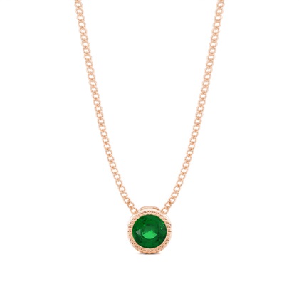 Full Bezel Setting Round Emerald Solitaire Pendant