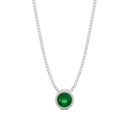 Full Bezel Setting Round Emerald Solitaire Pendant